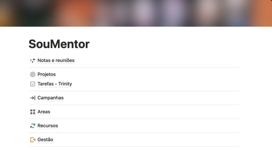 Sistema SouMentor de gestão no Notion